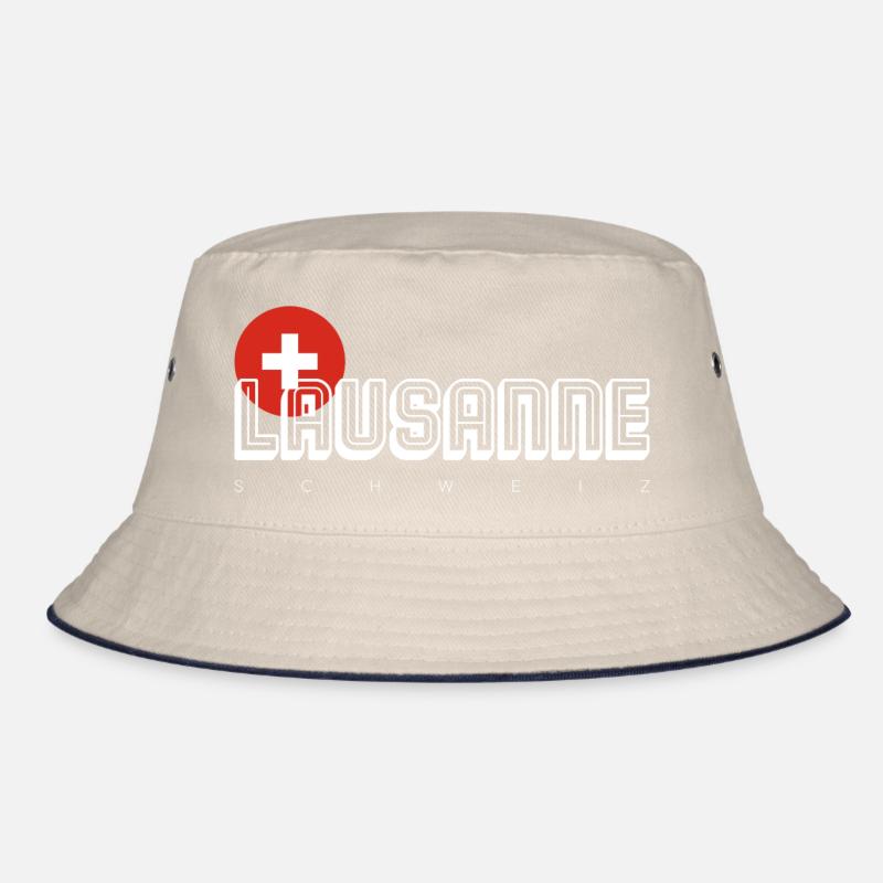 Lausanne Schweizer Wappen Linienkunst Bucket Hat