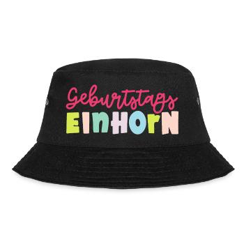 Geburtstags EINHORN - Bucket Hat - Schwarz - Vorne - Lela (165cm)