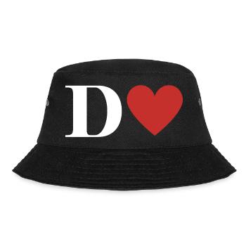 Roter Herz-Buchstabe - Bucket Hat - Schwarz - Vorne - Lela (165cm)
