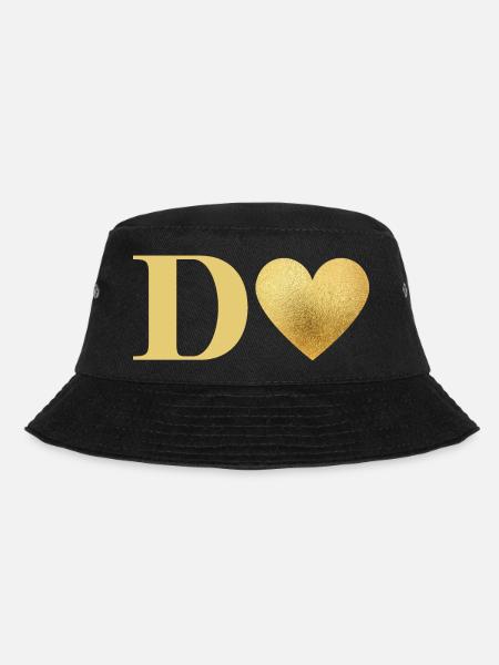 Goldener Herz-Brief - Bucket Hat - Schwarz