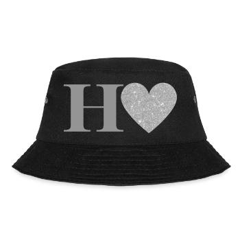 Buchstabe h silbernes Herz - Bucket Hat - Schwarz - Vorne - Lela (165cm)
