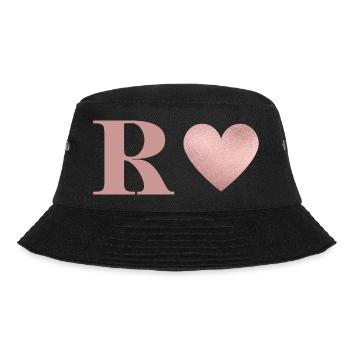 Buchstabe r Herz roségold - Bucket Hat - Schwarz - Vorne - Lela (165cm)