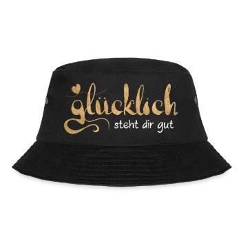 Glücklich steht dir gut - Bucket Hat - Schwarz - Vorne - Lela (165cm)