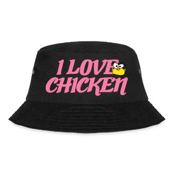 Yellow Chicken I love chicken - Bucket Hat - black - Front - Lela (165cm)