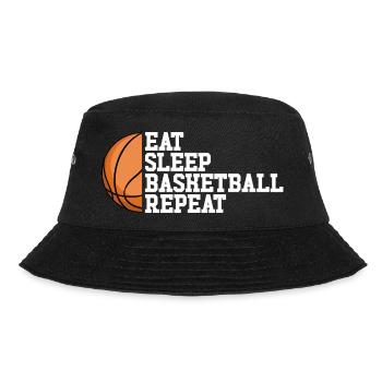 Eat Sleep Basketball Wiederholen Sie Mädchen Junge - Bucket Hat - Schwarz - Vorne - Lela (165cm)