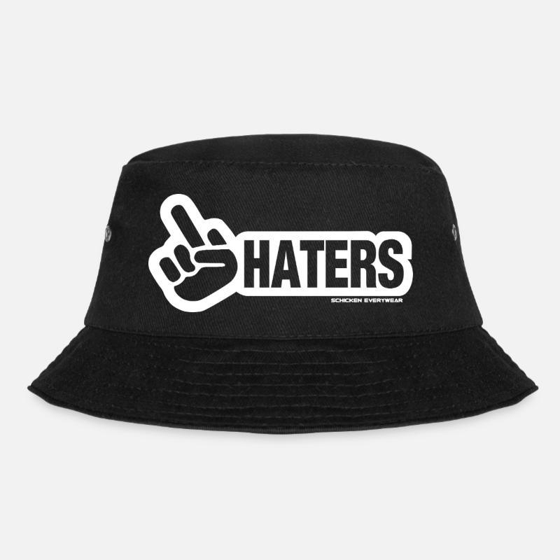 Haters Peace Sign Design - Bucket Hat - black