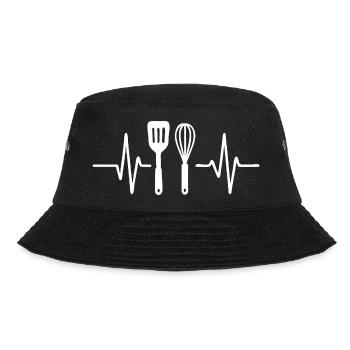 Heartbeat Kitchen Fork Design - Bucket Hat - black - Front - Lela (165cm)