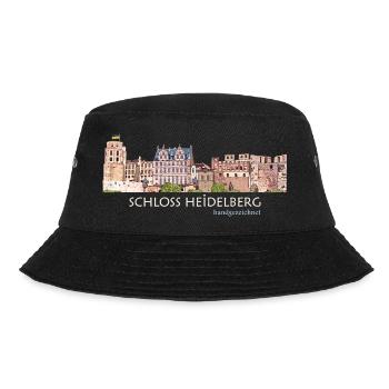 Heidelberg Schloss Panorama, Handzeichnung - Bucket Hat - Schwarz - Vorne - Lela (165cm)