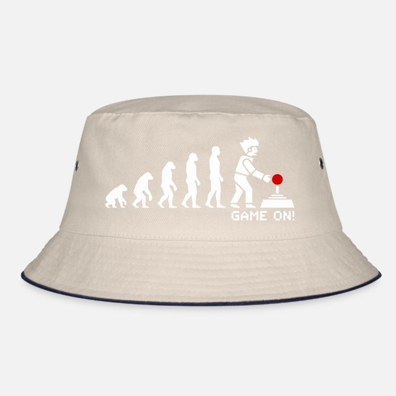 Game On Evolution: Gaming Button Gamer Nerd Bucket Hat