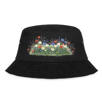 Bunte Wildblumenwiese mit Margeriten - Bucket Hat - Schwarz - Vorne - Lela (165cm)