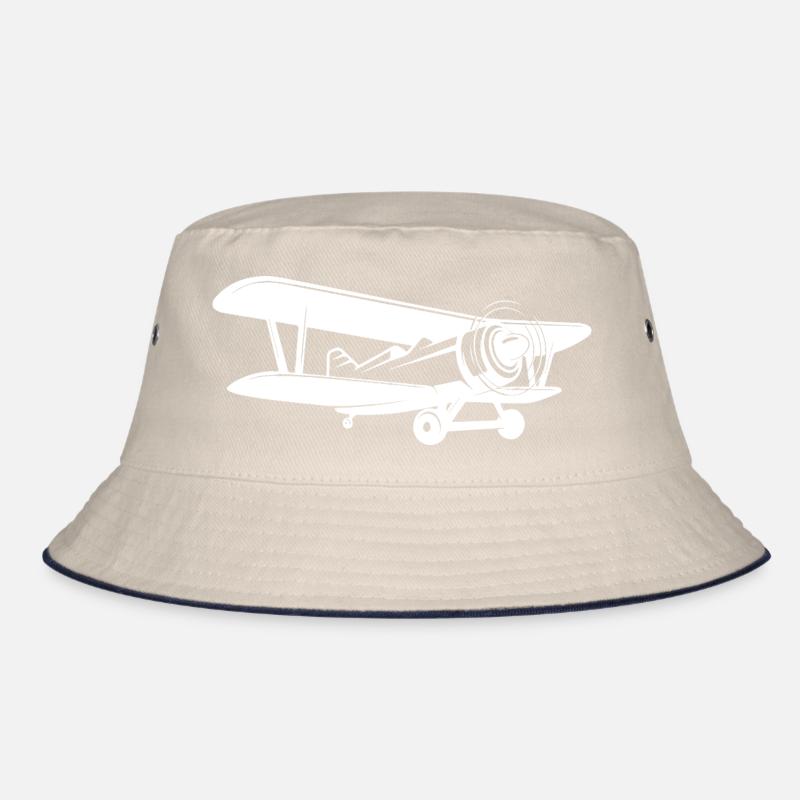 Doppeldecker Pilot Retro Minimalistisch Bucket Hat