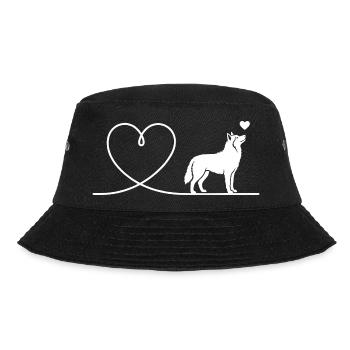 Schlittenhund Silhouette eines Huskys - Bucket Hat - Schwarz - Vorne - Lela (165cm)