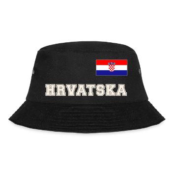 Kroatien Trikot Look – HRVATSKA mit Fahne Flagge - Bucket Hat - Schwarz - Vorne - Lela (165cm)