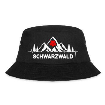 Schwarzwald mit Herzschlag und Herz Hut Berge - Bucket Hat - Schwarz - Vorne - Lela (165cm)