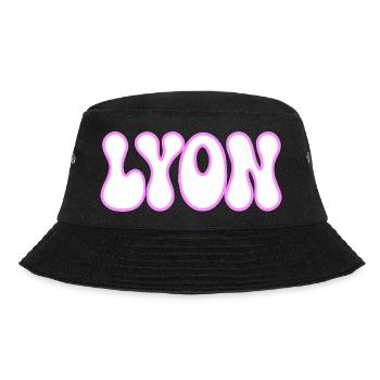 Lyon in Bubble Letterpress Weiß Pink - Bucket Hat - Schwarz - Vorne