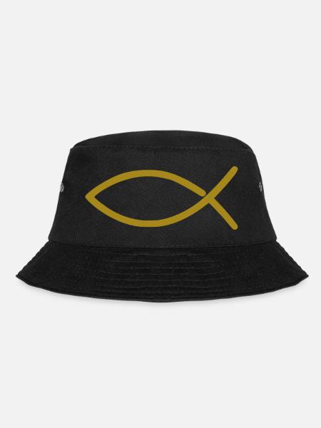 Fisch Christlich Gold - Bucket Hat - Schwarz