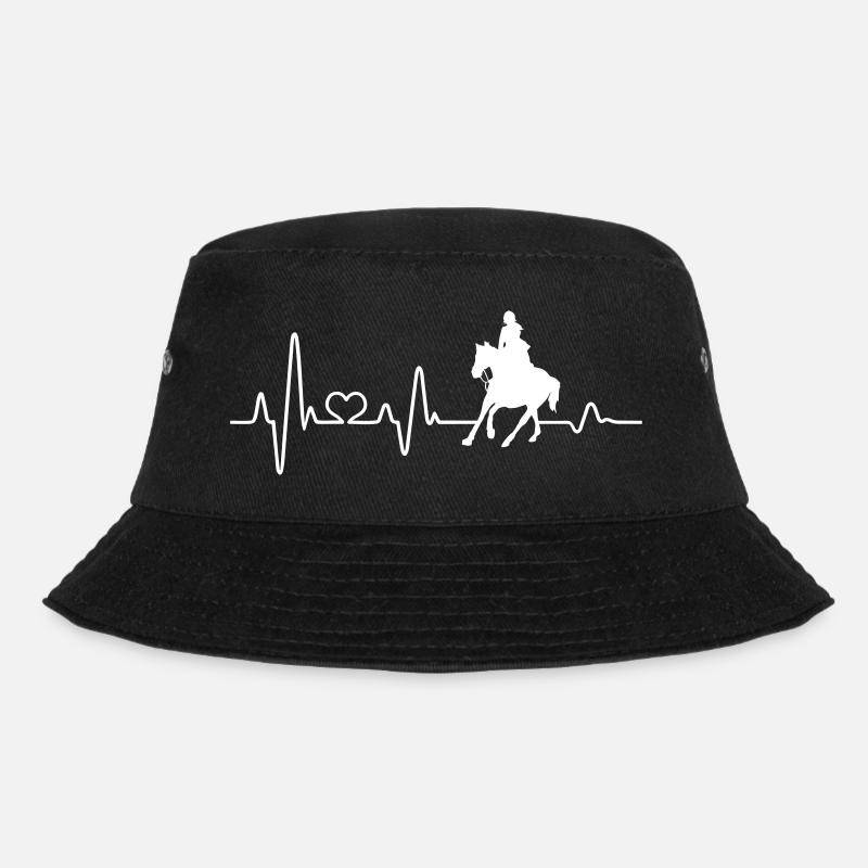 Pferd Reiterin Reiten Mädchen Herzschlag Reiter - Bucket Hat - Schwarz
