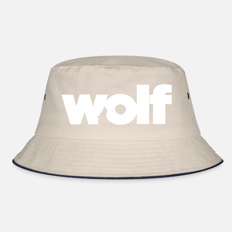 Wolf logo original white wolf Bucket Hat