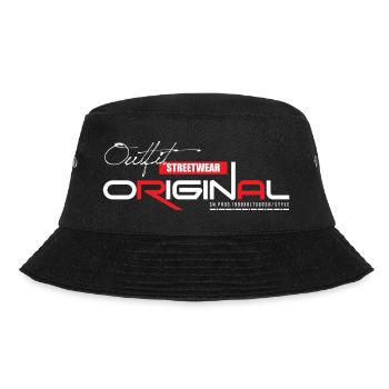 Original Black Design Streetwear Shirt Denim Style - Bucket Hat - Schwarz - Vorne - Lela (165cm)