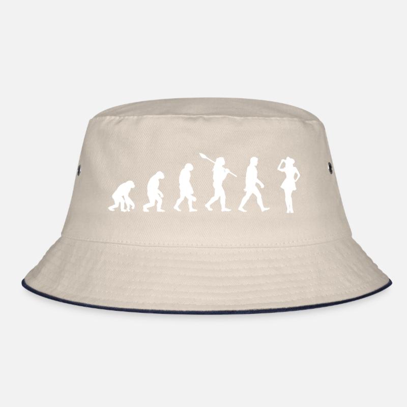 Landmädchen mit Rock - Evolution des Menschen Bucket Hat