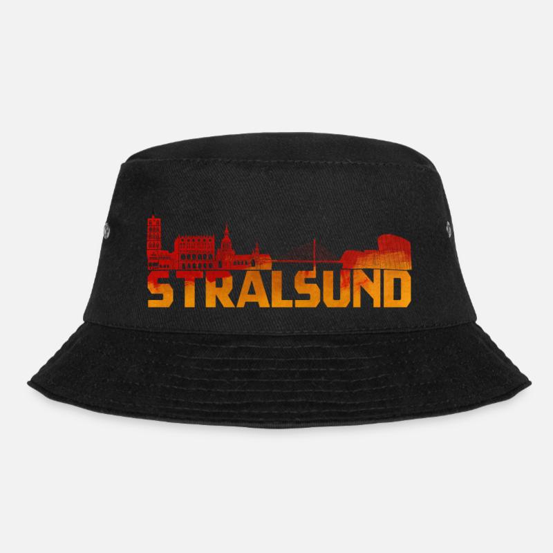 Hansestadt Stralsund Silhouette Skyline Ozeaneum B - Bucket Hat - Schwarz