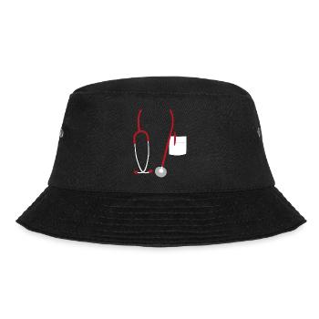Stethoskop Medizin Arzt Doktor Praxis KH Geschenk - Bucket Hat - Schwarz - Vorne - Lela (165cm)