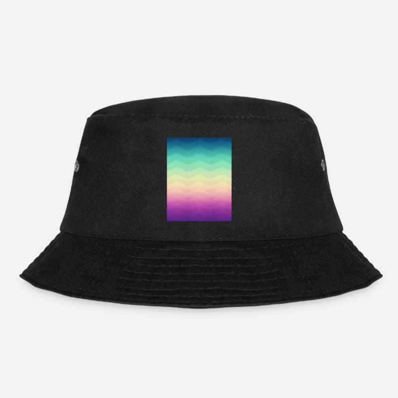 Minimal Geometry Waves (Rainbow) - Phone Case - Bucket Hat - black