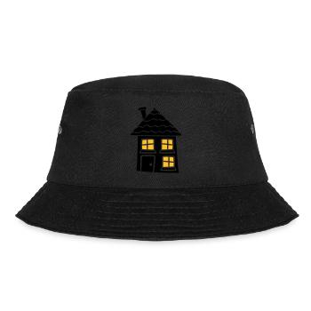 night light window dark black sweet little cottage - Bucket Hat - black - Front - Lela (165cm)