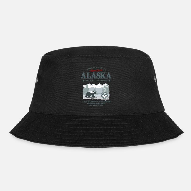 Alaska - Grizzly Bear - Bucket Hat - Schwarz
