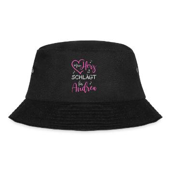 Mein Herz schlägt für Andrea - Bucket Hat - Schwarz - Vorne - Lela (165cm)