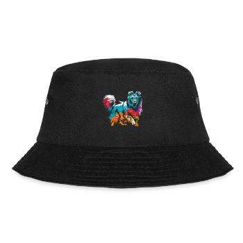 Shetland Schäferhund Geschenk - Bucket Hat - Schwarz - Vorne - Lela (165cm)