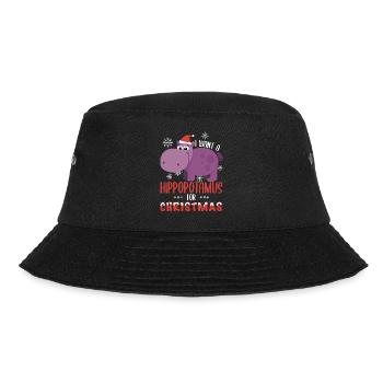 Ich möchte Nilpferd für Weihnachten Hippo Weihnachtsgeschenk - Bucket Hat - Schwarz - Vorne - Lela (165cm)