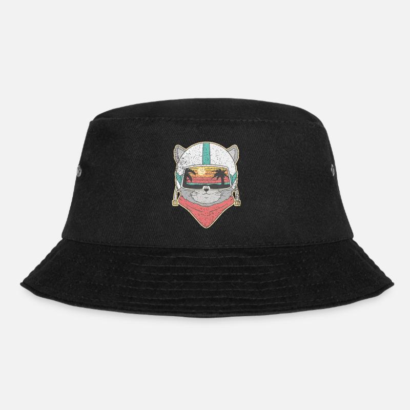 cute retro summer cat - Bucket Hat - black