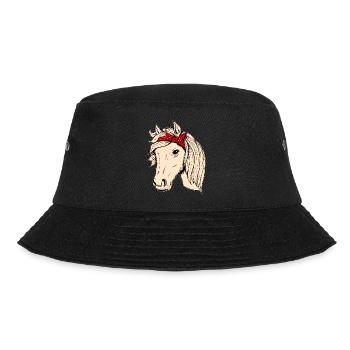 Horse head with cloth rider rider horse gift - Bucket Hat - black - Front - Lela (165cm)