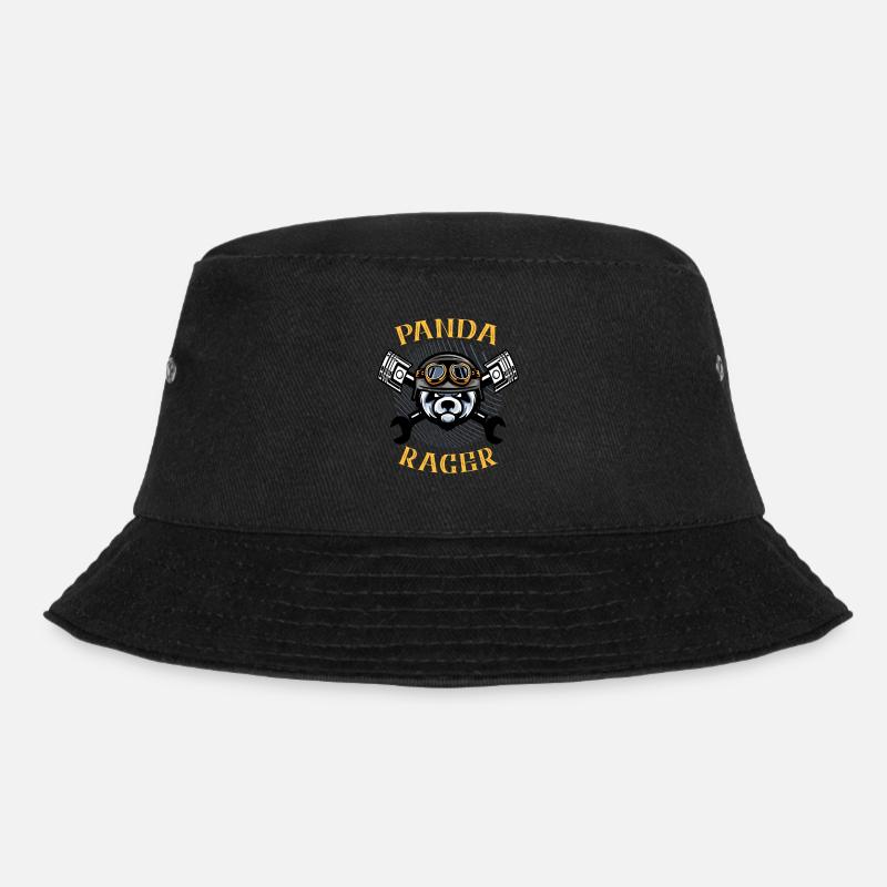 Panda Racer Motorradfahrer Biker Geschenk - Bucket Hat - Schwarz