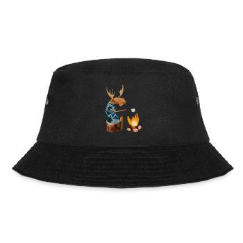 Papa Moose at the campfire I Souvenir from Norway - Bucket Hat - black - Front - Lela (165cm)