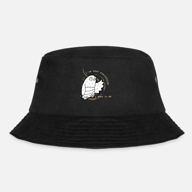 Eule braun - I work in HR - Bucket Hat - Schwarz