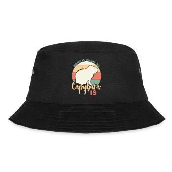 Wasserschwein Motiv für Capibara-Besitzer - Bucket Hat - Schwarz - Vorne - Lela (165cm)