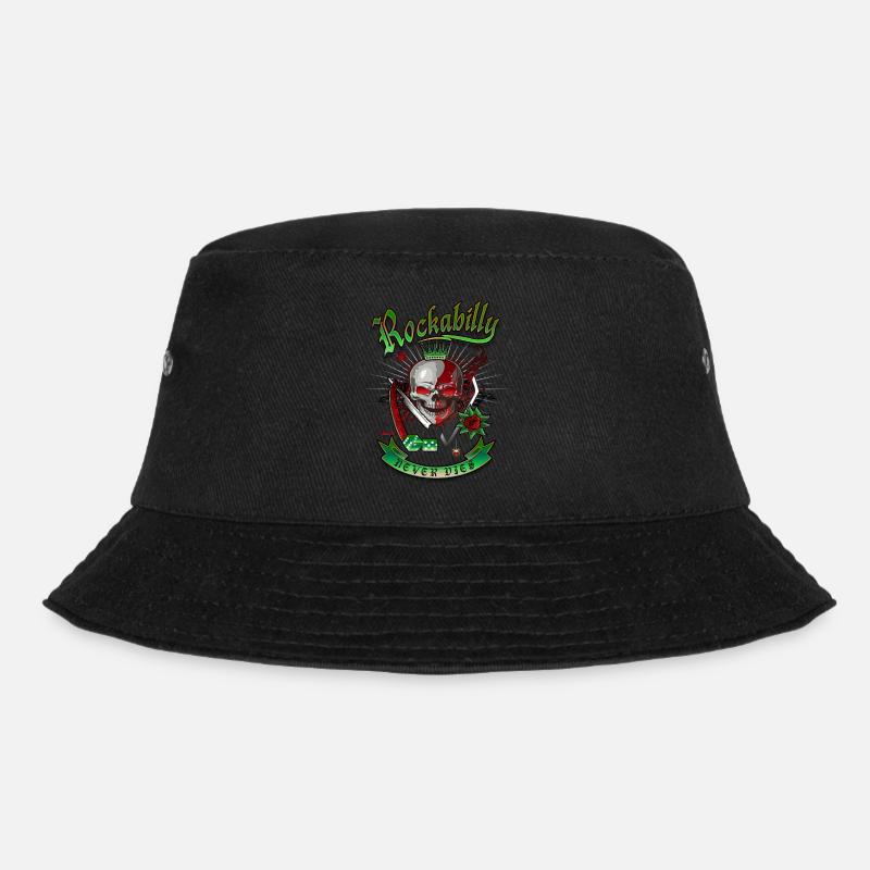 Rockabilly Skull - Bucket Hat - Schwarz