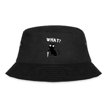 Black Murderous Cat What? Meme Cat with Knife - Bucket Hat - black - Front - Lela (165cm)