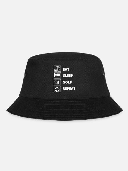 eat sleep golf repeat funny - Bucket Hat - black