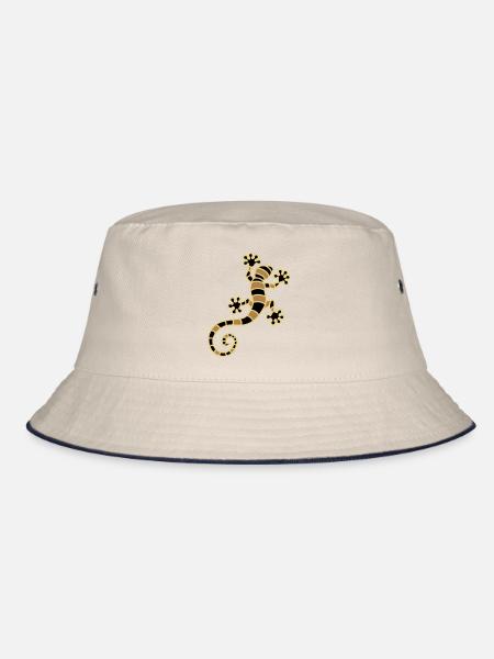 Tropical gecko three color print - Bucket Hat - ecru/navy - Front