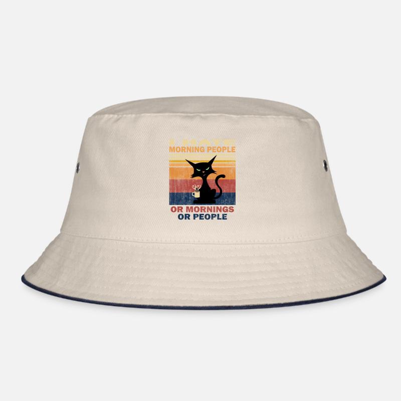 I hate Morning People Cat Katze mit Kaffee Morgen Bucket Hat