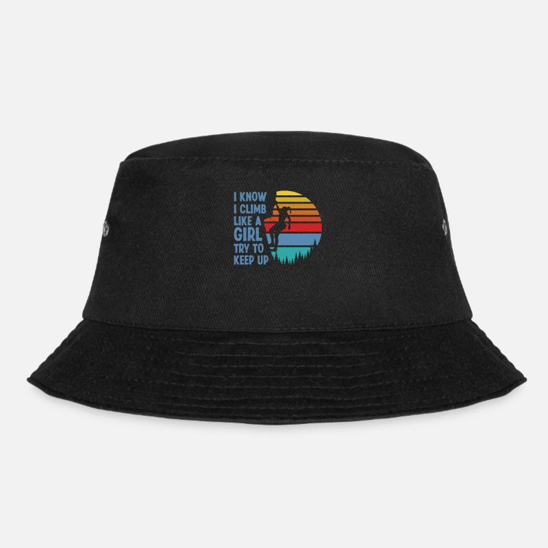 Rock Climbing Climber Retro Climb - Bucket Hat - Schwarz