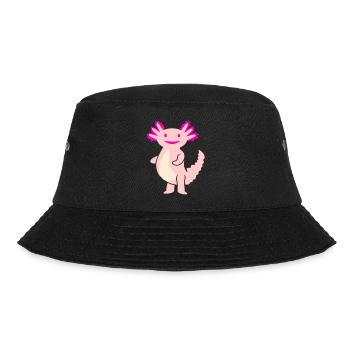 Knuffiger Axolotl (3c, Kawaii Schwanzlurch) - Bucket Hat - Schwarz - Vorne - Lela (165cm)