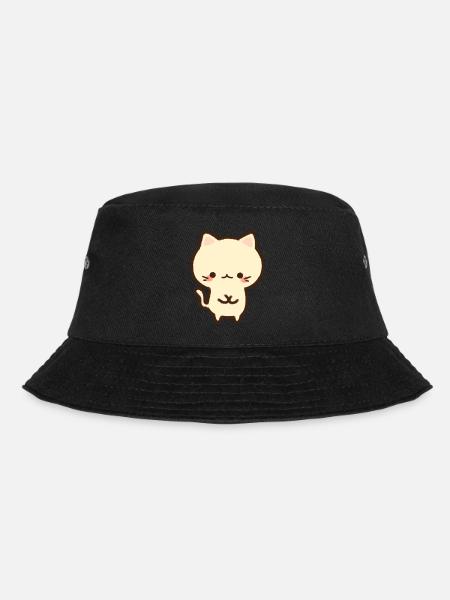 kawaii marshmallow cat for anime fans - Bucket Hat - Schwarz