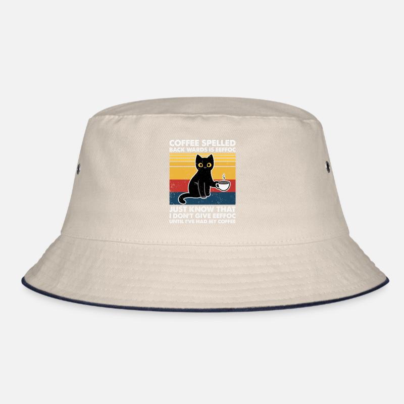 Lustiges Kaffeezitat Katze mit Kaffeetasse Spaß Bucket Hat
