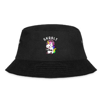 Gamer Einhorn - Geschenkidee - Bucket Hat - Schwarz - Vorne - Lela (165cm)