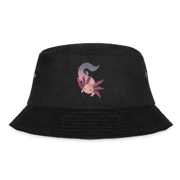 Axolotl Ambystoma Kawaii Tiere Amphibien Züchter - Bucket Hat - Schwarz - Vorne - Lela (165cm)