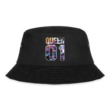 King Queen - Queen modernes Blumenmuster - Bucket Hat - Schwarz - Vorne - Lela (165cm)